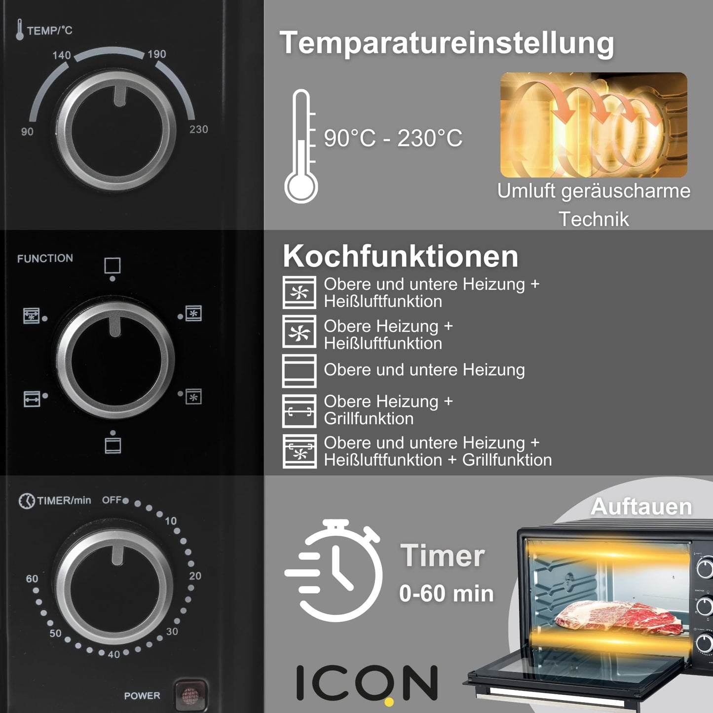 ICQN 50L Minibackofen mit Umluft