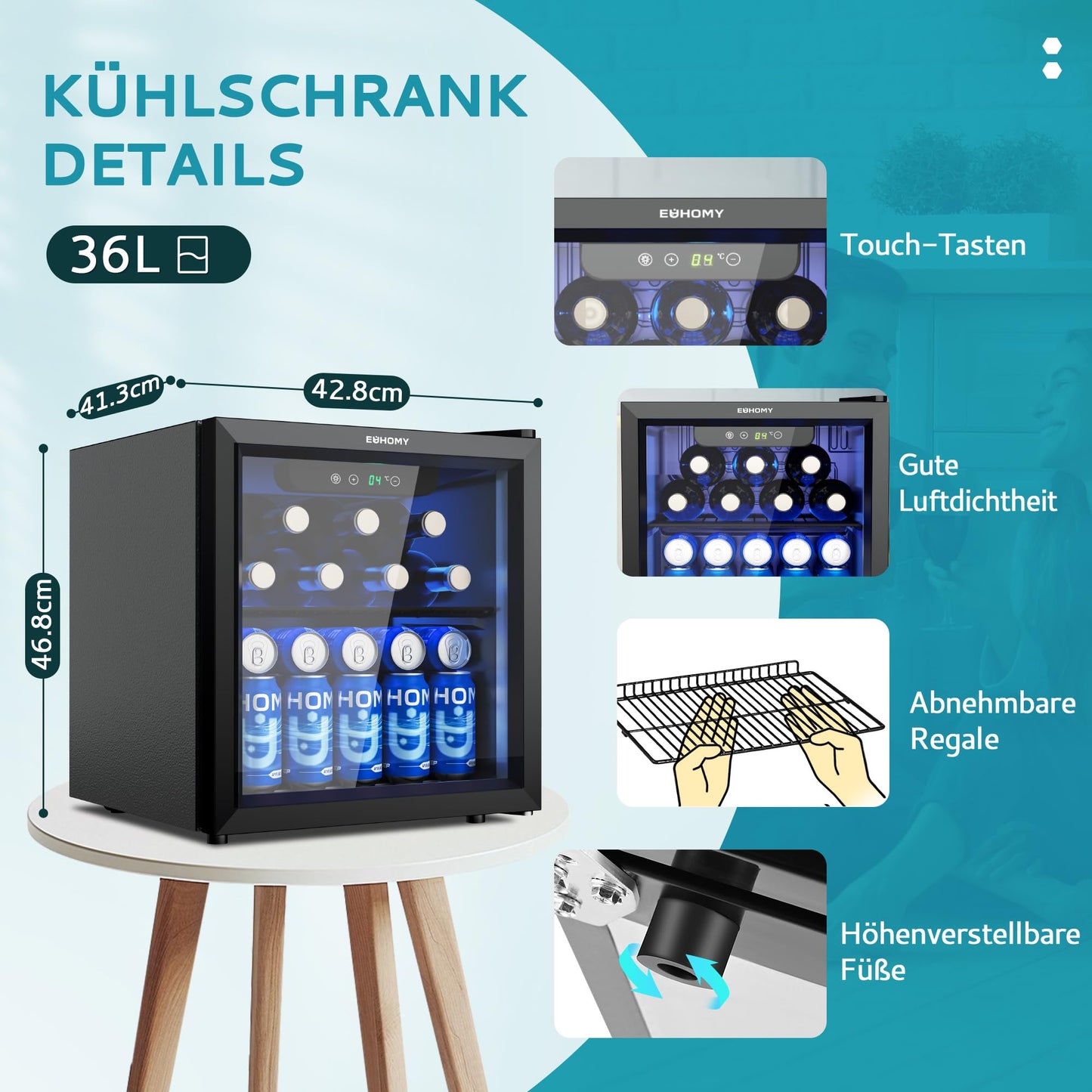 EUHOMY Getränkekühlschrank